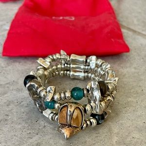 Uno de 50 Stretchy Beetle Bracelet silver & glass